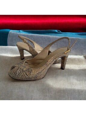 STUART WEITZMAN Leather Animal Print Slingback Heels Size 7